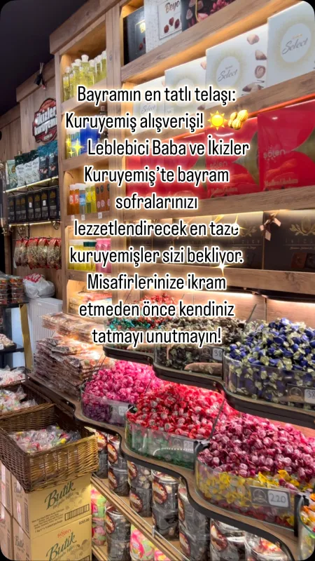 Bayramın en tatlı telaşı: Kuruyemiş alışverişi! ☀️🥜✨ Leblebici Baba ve İkizler Kuruyemiş’te bayram sofralarınızı lezze...